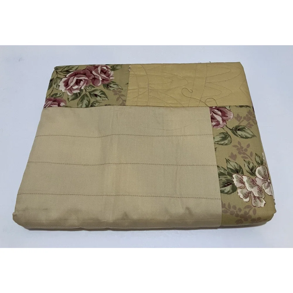 French Country Shower Curtain Brown Green Floral Fabric Cottage Simply Handmade